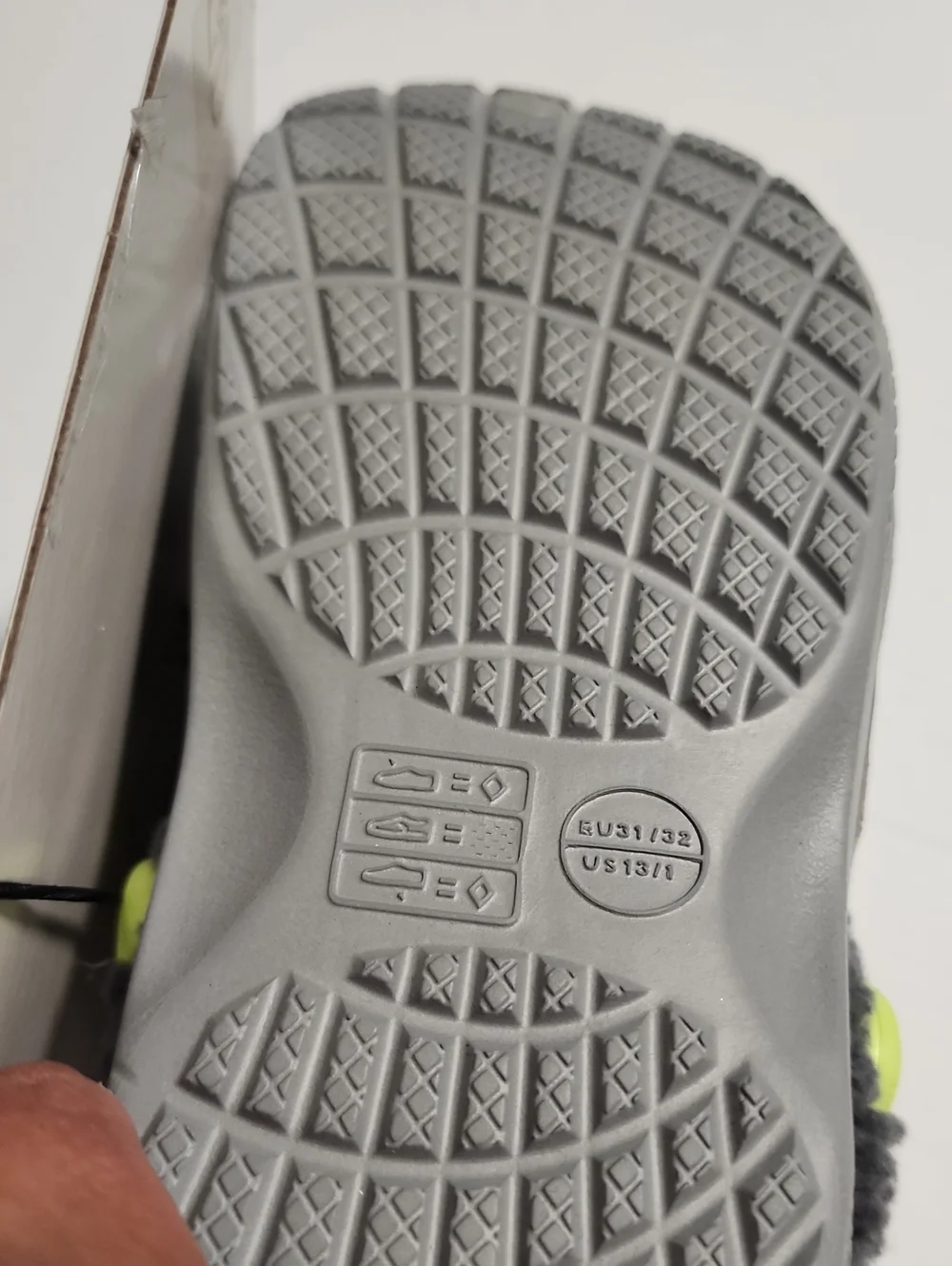 L&D Children's Warm Lined Clogs - Gray with Lime Strap, Size LittleKid13/BigKid1